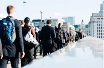 Londoners walking to work.