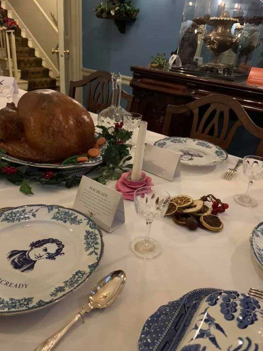 The Christmas meal in all its splendour laid out in the Charles Dickens Museum Dining Room