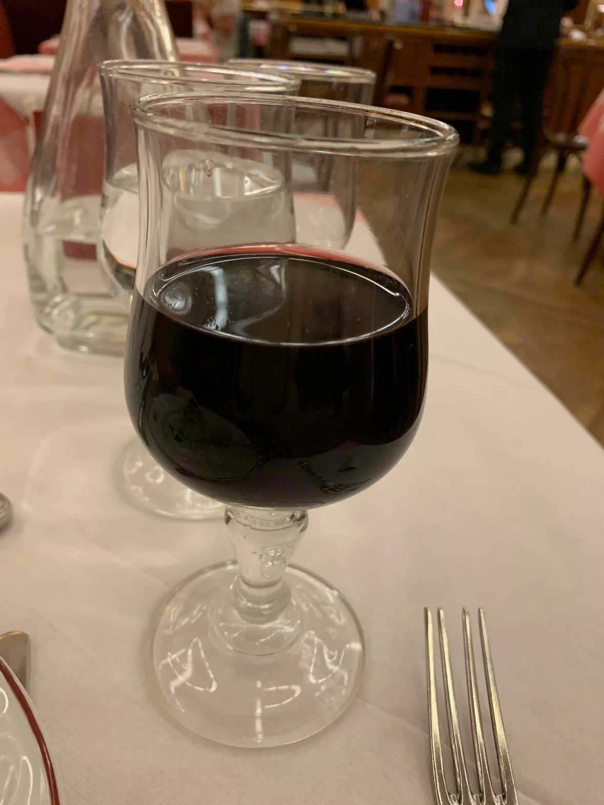 Wine is included in the Menu Formule