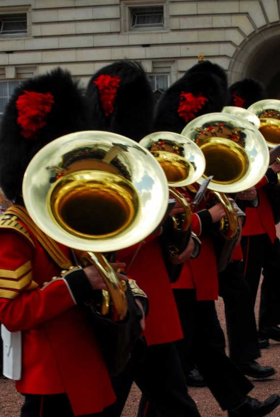 A brass band is part of the ceremony