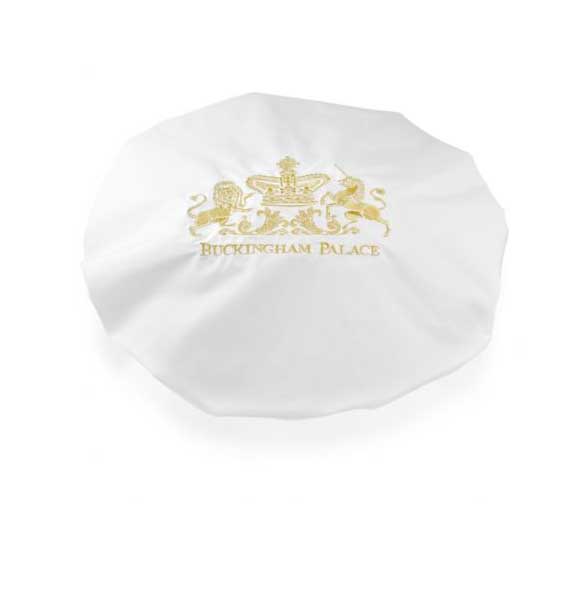 A delightful monogrammed bath hat.