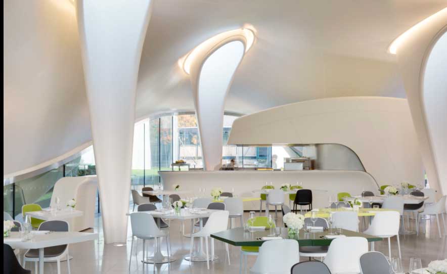 The Zaha Hadid designed cafe at the Sackler Serpentine Gallery