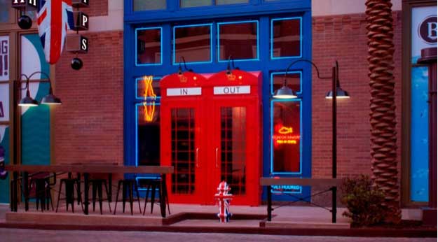 Gordon Ramsay Fish & Chip Restaurant in Las Vegas has K2 Phone Booth Doors