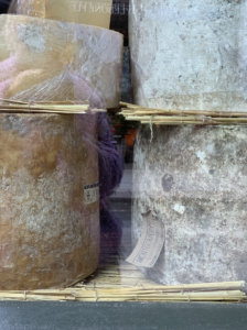 Whole Cheeses in the Window of La Fromagerie in Marylebone.