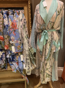 Stylish dressing gowns many with London maps or typography.