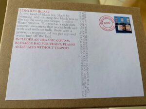 Description of London Roast on rear of box