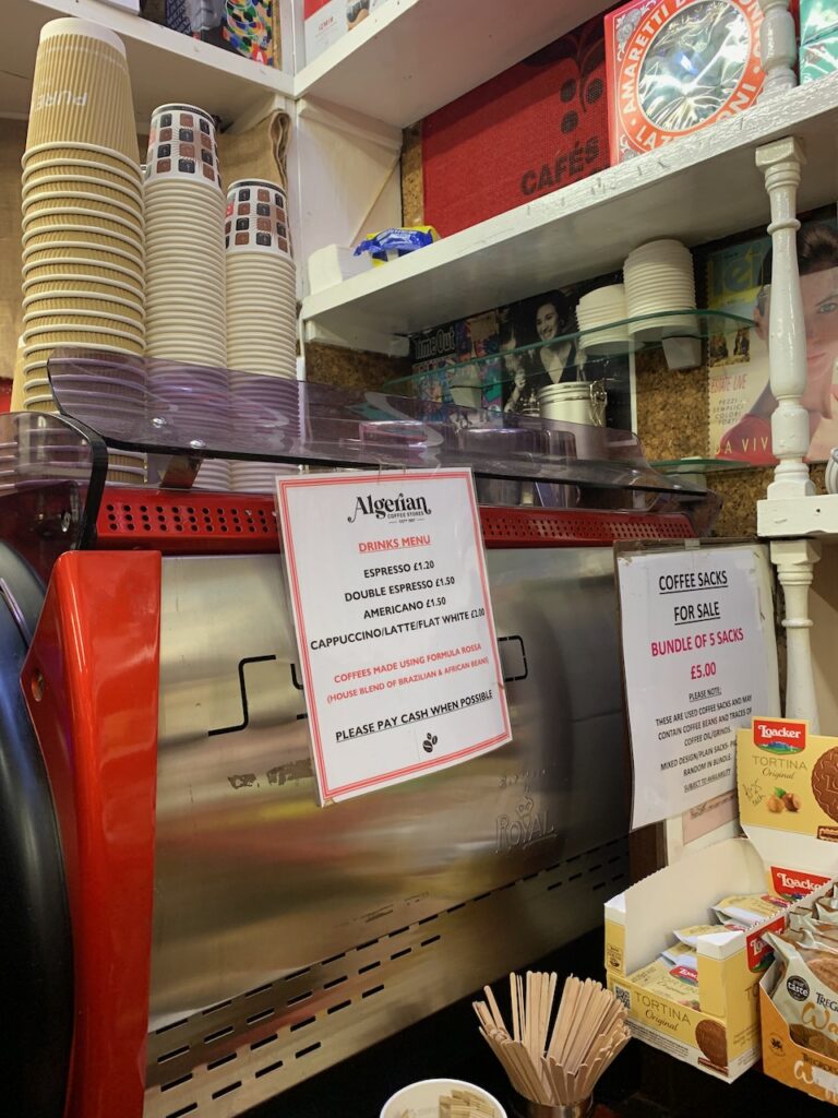 The trusty coffee machine at the Algerian Coffee Stores
